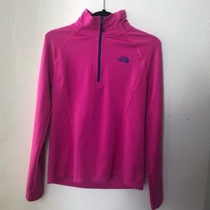Pink north face quarter zip sweatshirt